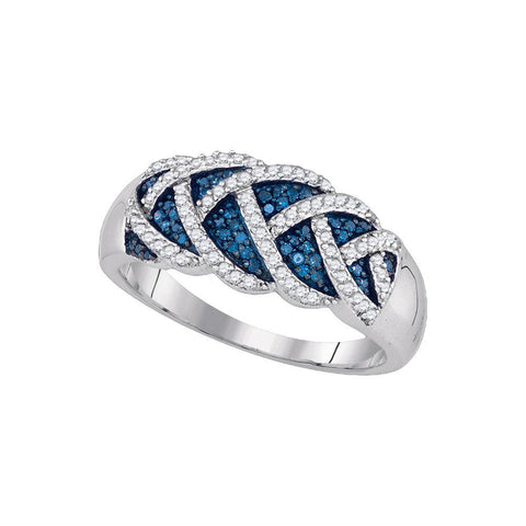 3-8CTW-Diamond MICRO-PAVE BLUE RING