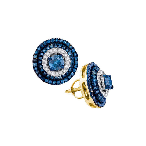 1 CTW-Diamond BLUE  EARRING