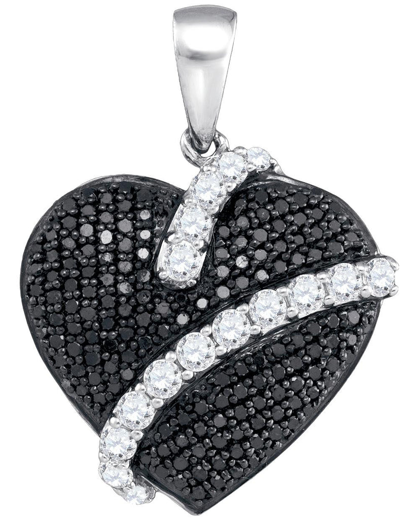 1 CTW-Diamond BLACK HEART PENDANT