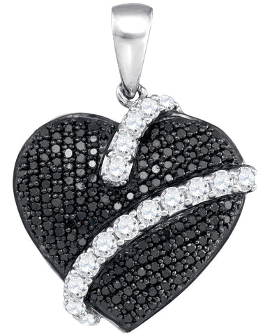 1 CTW-Diamond BLACK HEART PENDANT