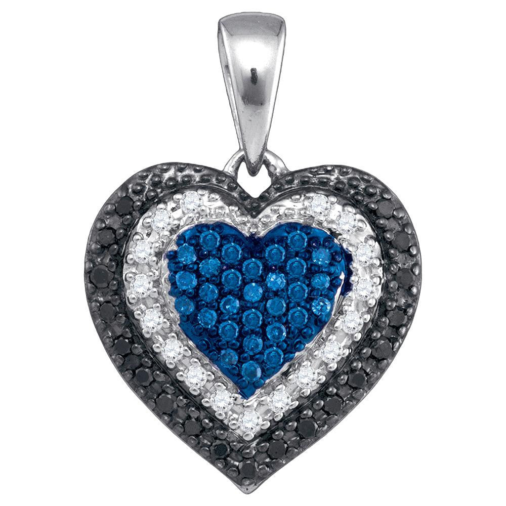 1-4CTW-Diamond BLUE HEART PENDANT