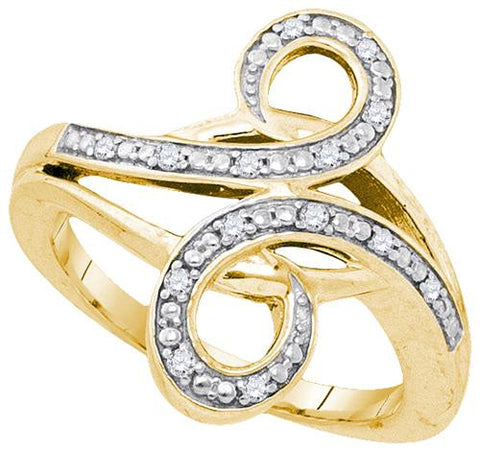 925 Sterling Silver Yellow 0.12CTW DIAMOND FASHION RING