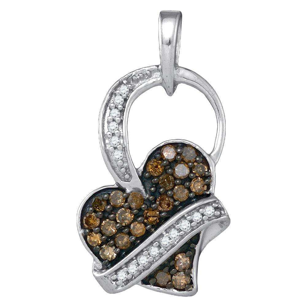 1-3CTW-Diamond HEART BROWN PENDANT