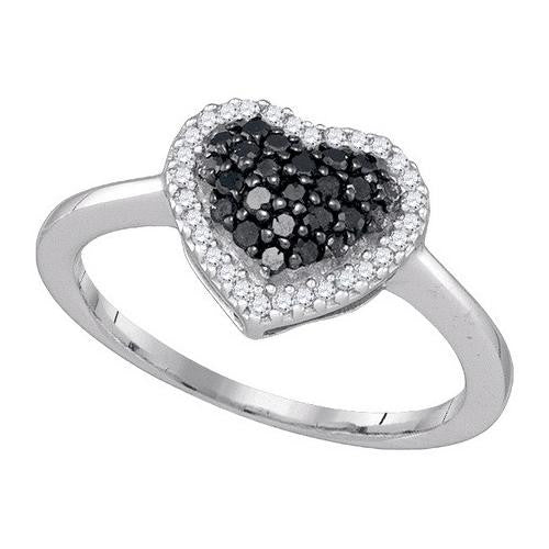 10K White-gold 0.33CTW BLACK DIAMOND HEART RING