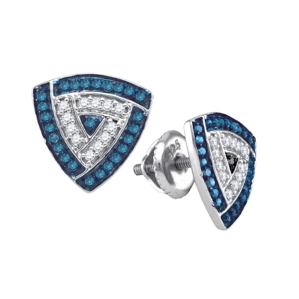 1-3CTW-Diamond MICRO-PAVE BLUE EARRING