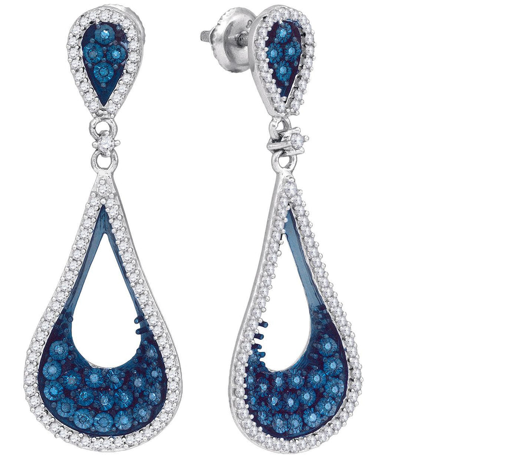 1 CTW-Diamond MICRO-PAVE BLUE EARRING