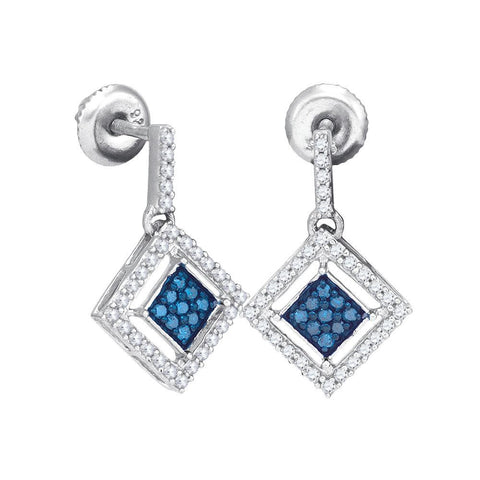 1-2CTW-Diamond MICRO-PAVE BLUE EARRING