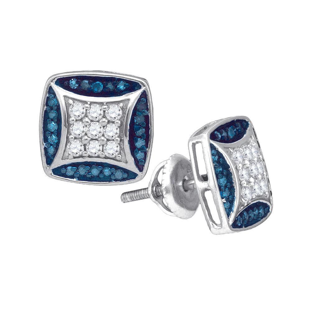 1-2CTW-Diamond MICRO-PAVE BLUE EARRING