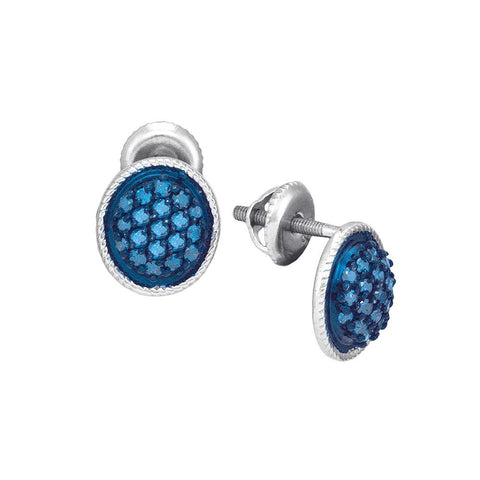 1-2CTW-Diamond MICRO-PAVE BLUE EARRING