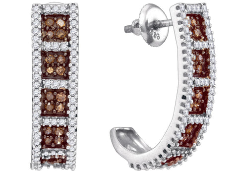 1 CTW-Diamond MICRO-PAVE BROWN EARRING