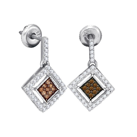 1-2CTW-Diamond MICRO-PAVE BROWN EARRING