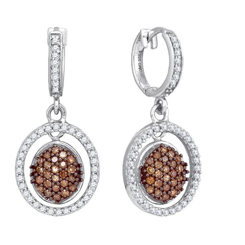 3-4CTW-Diamond MICRO-PAVE BROWN EARRING