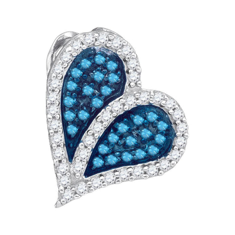 1-3CTW-Diamond BLUE MICRO-PAVE HEART PENDANT