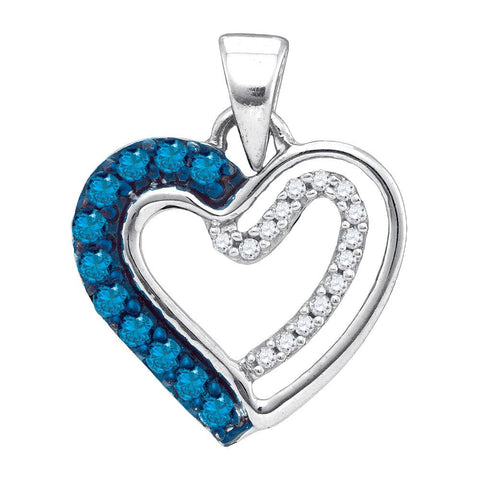 1-5CTW-Diamond MICRO-PAVE BLUE HEART PENDANT