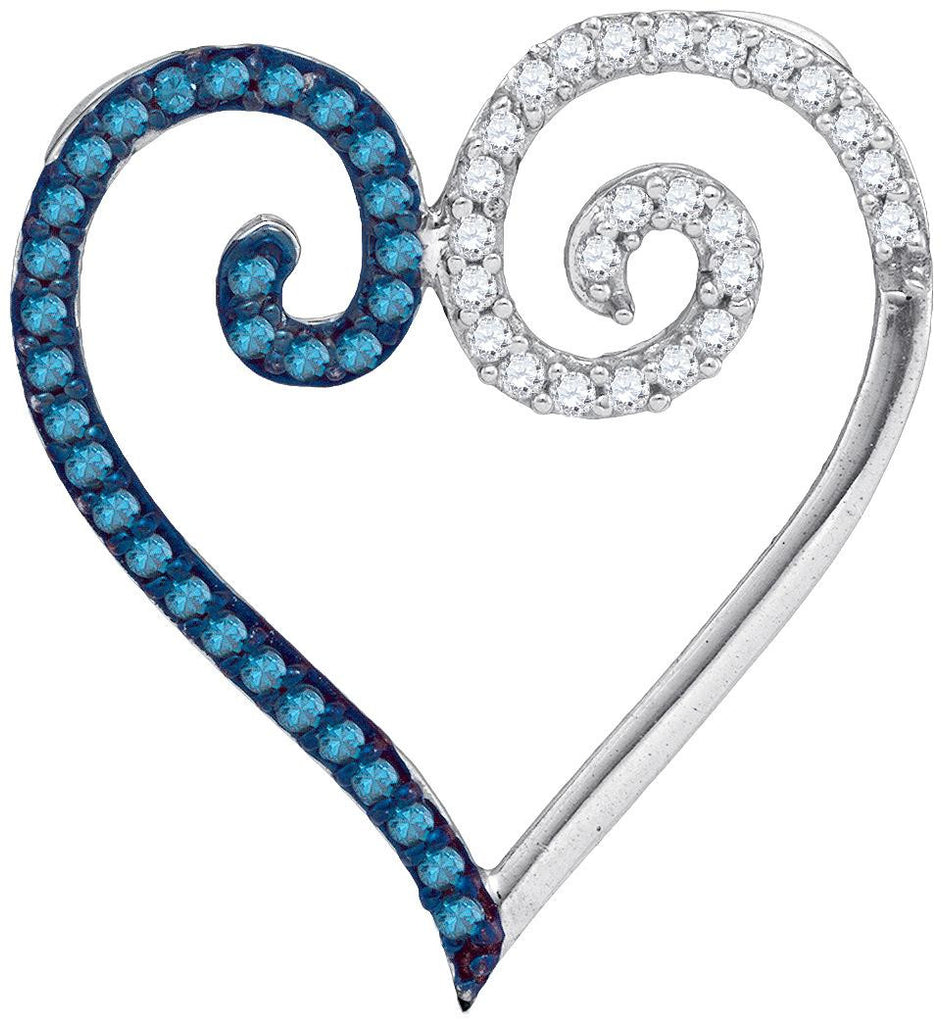 1-4CTW-Diamond MICRO-PAVE BLUE HEART PENDANT