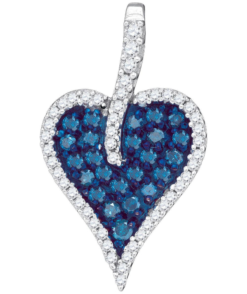 1-2CTW-Diamond BLUE MICRO-PAVE HEART PENDANT