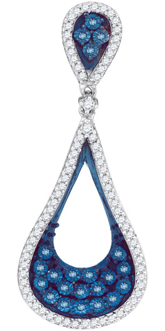 1-2CTW-Diamond MICRO-PAVE BLUE PENDANT