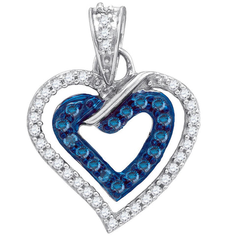 1-4CTW-Diamond MICRO-PAVE BLUE HEART PENDANT