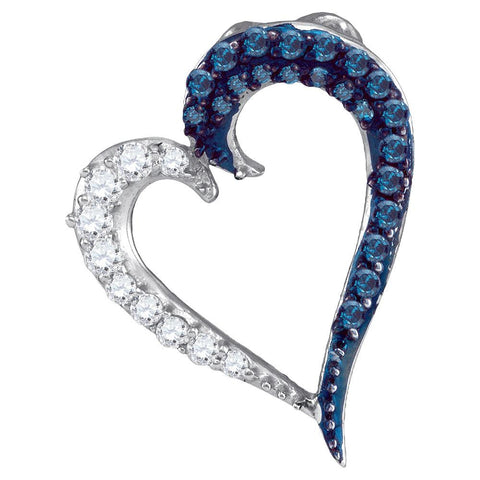 1-4CTW-Diamond BLUE MICRO-PAVE HEART PENDANT