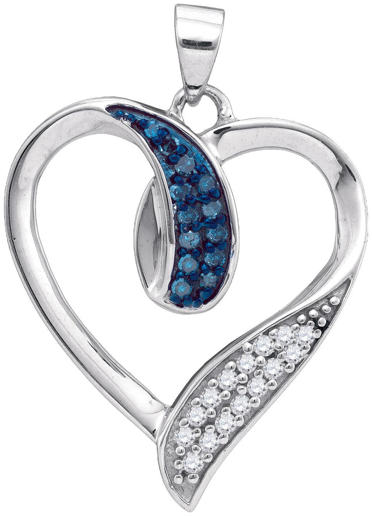 1-5CTW-Diamond BLUE MICRO-PAVE HEART PENDANT