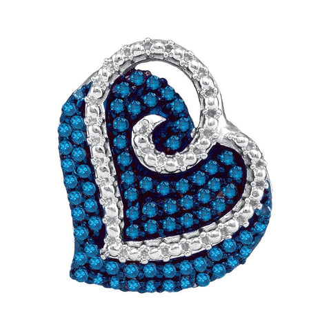 1-5CTW-Diamond MICRO-PAVE BLUE HEART PENDANT