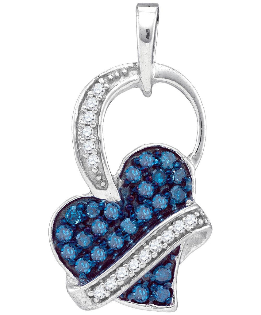 1-3CTW-Diamond MICRO-PAVE BLUE HEART PENDANT