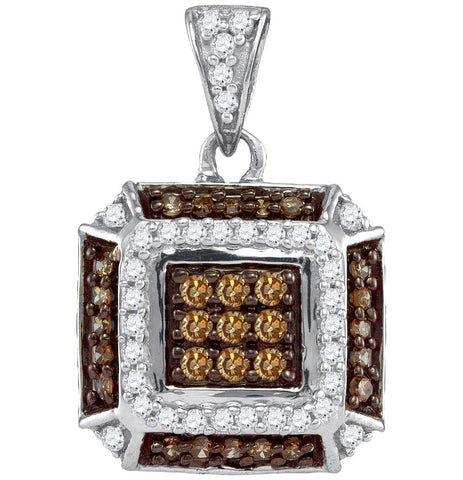 1-2CTW-Diamond BROWN MICRO-PAVE PENDANT