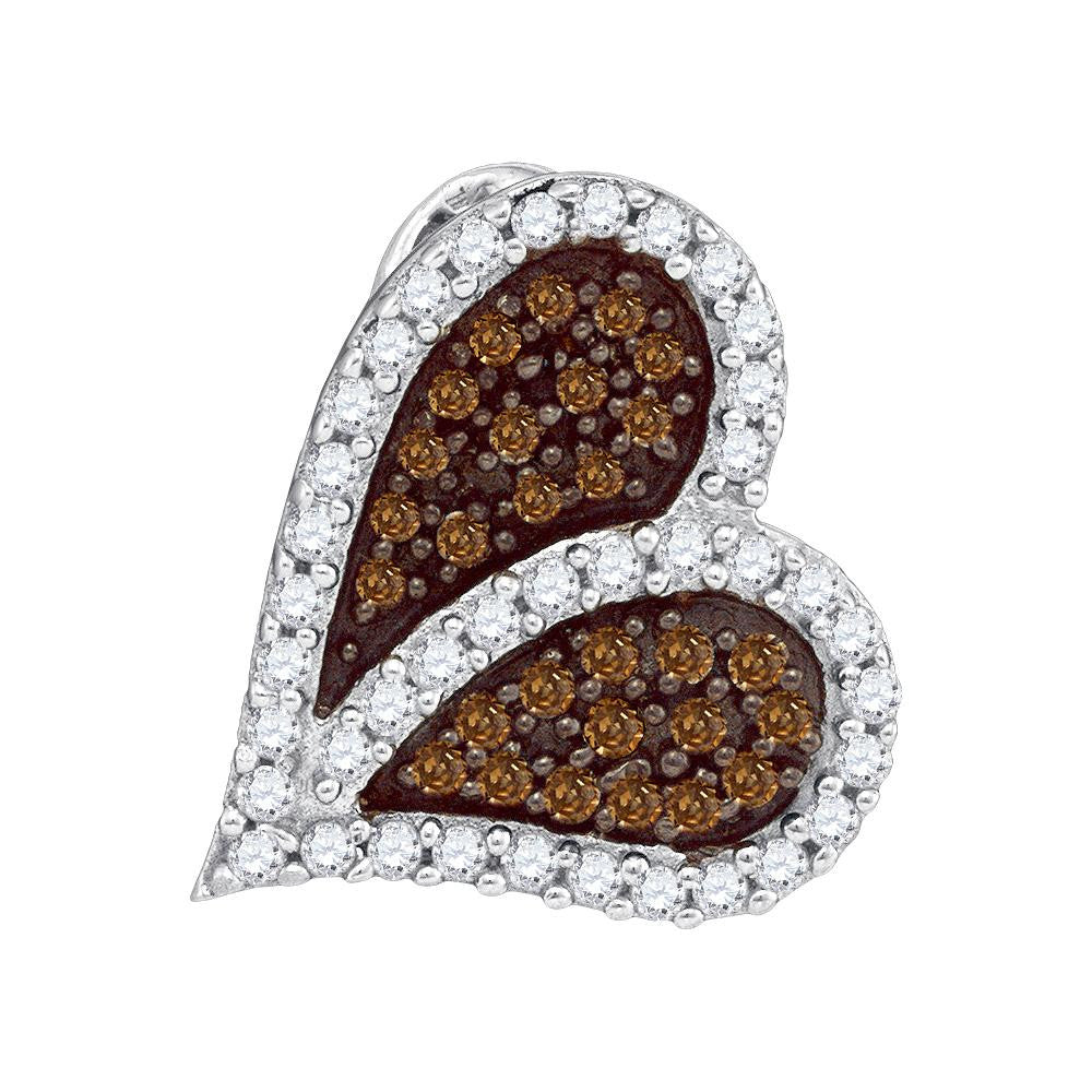 1-3CTW-Diamond BROWN MICROPAVE HEART PENDANT