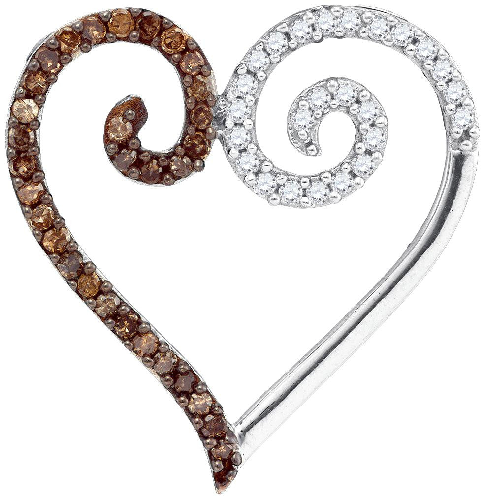 1-4CTW-Diamond MICROPAVE BROWN HEART PENDANT