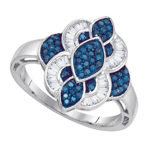 10K White-gold 0.45CTW BLUE DIAMOND MICRO-PAVE RING