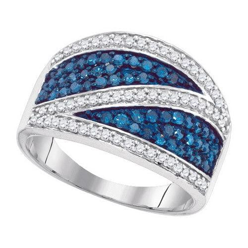 10KT White Gold 0.75CTW BLUE DIAMOND MICRO-PAVE RING