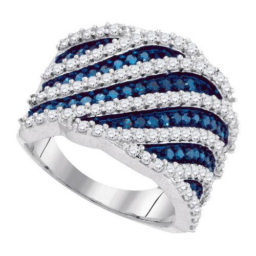 10KT White Gold 1.82CTW BLUE DIAMOND MICRO-PAVE RING