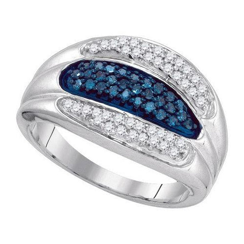 10KT White Gold 0.40CTW BLUE DIAMOND MICRO-PAVE RING