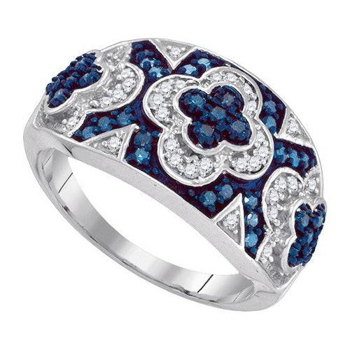 10KT White Gold 0.50CTW BLUE DIAMOND MICRO-PAVE RING