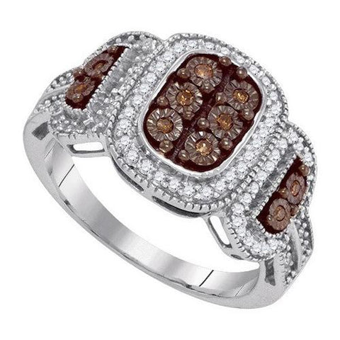 10KT White Gold 0.33CTW COGNAC DIAMOND MICRO-PAVE RING