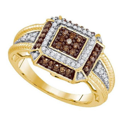 10KT White Gold 0.50 CTW COGNAC DIAMOND MICRO-PAVE RING