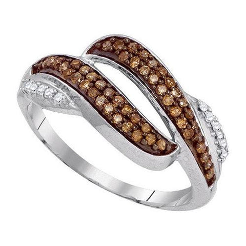 10KT White Gold 0.33CTW COGNAC DIAMOND MICRO-PAVE RING