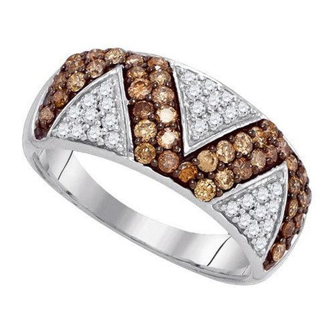 10KT White Gold 0.90CTW COGNAC DIAMOND MICRO-PAVE RING