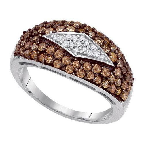 10KT White Gold 1.00CTW COGNAC DIAMOND MICRO-PAVE RING