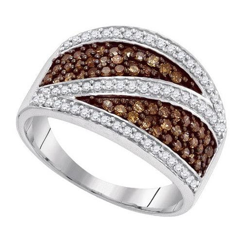 10KT White Gold 0.75CTW COGNAC DIAMOND MICRO-PAVE RING