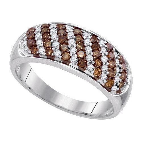 10KT White Gold 0.70CTW COGNAC DIAMOND MICRO-PAVE RING