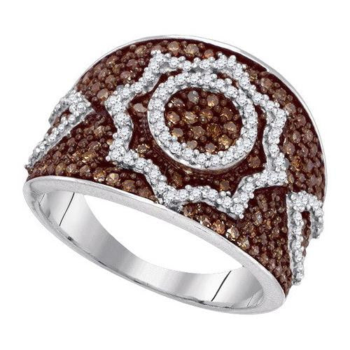 10KT White Gold 1.00CTW COGNAC DIAMOND MICRO-PAVE RING