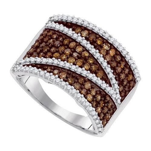 10KT White Gold 1.00CTW COGNAC DIAMOND MICRO-PAVE RING