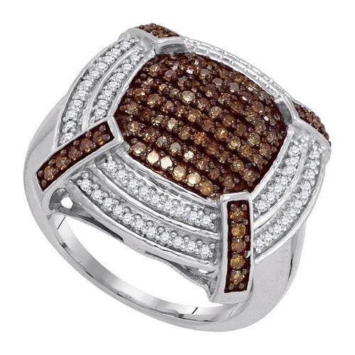 10KT White Gold 0.75CTW COGNAC DIAMOND MICRO-PAVE RING