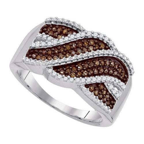 10KT White Gold 0.35CTW COGNAC DIAMOND MICRO-PAVE RING