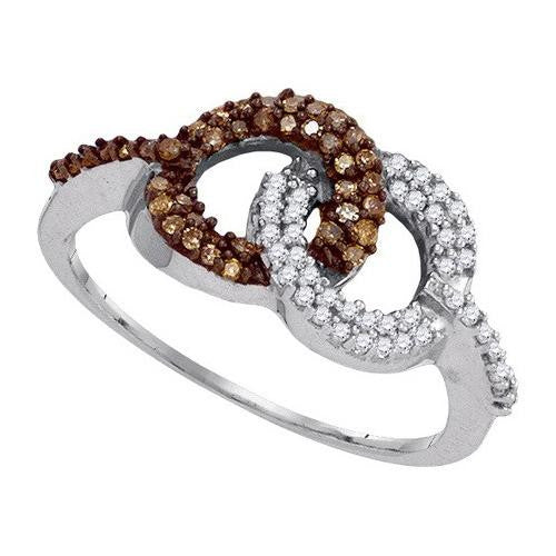 10KT White Gold 0.33CTW COGNAC DIAMOND MICRO-PAVE RING