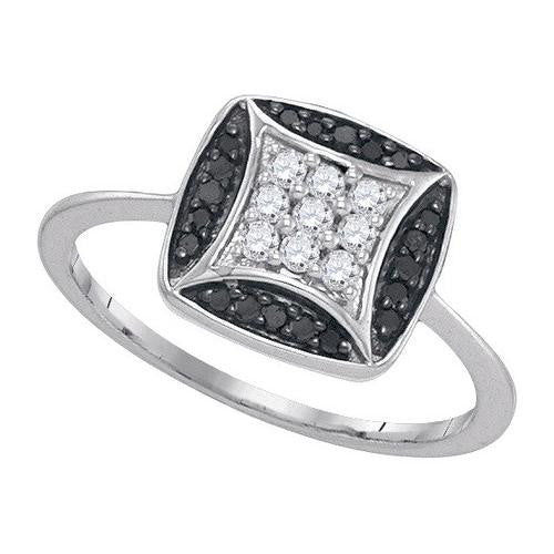 10K White-gold 0.25CTW BLACK DIAMOND MICRO-PAVE RING