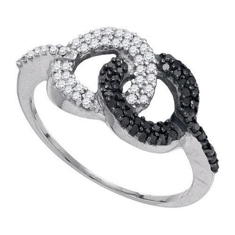 10K White-gold 0.33CTW BLACK DIAMOND MICRO-PAVE RING