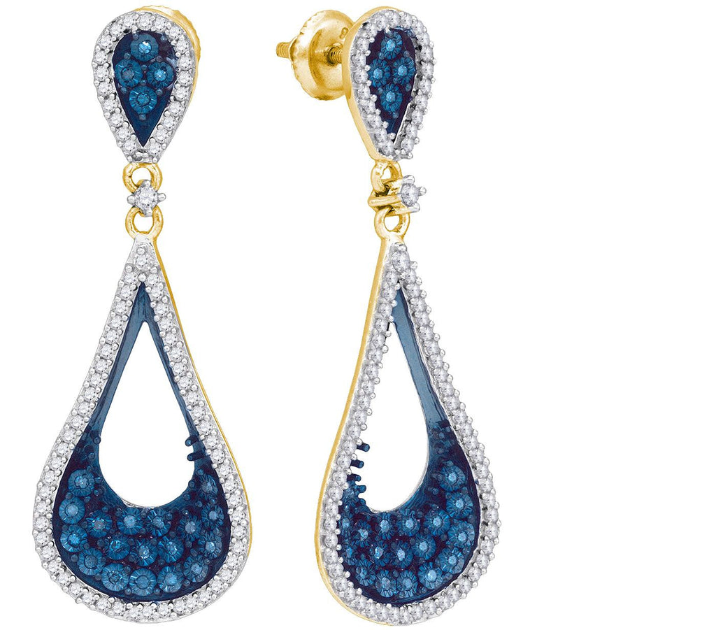 1 CTW-Diamond MICRO-PAVE BLUE EARRING