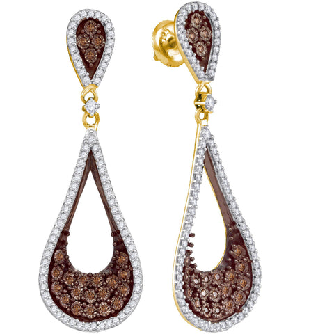 1 CTW-Diamond MICRO-PAVE BROWN EARRING